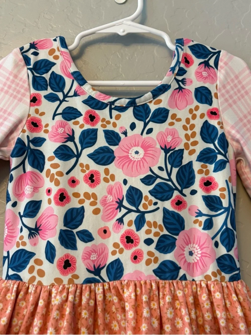 Cheeky Plum Farrah long sleeve blue and pink floral leotard size 6